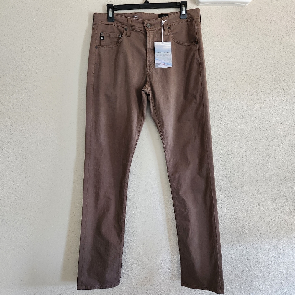Adriano Goldschmied Mens Everett Sueded Slim Straight Pants Size 31x34 NWT Brown